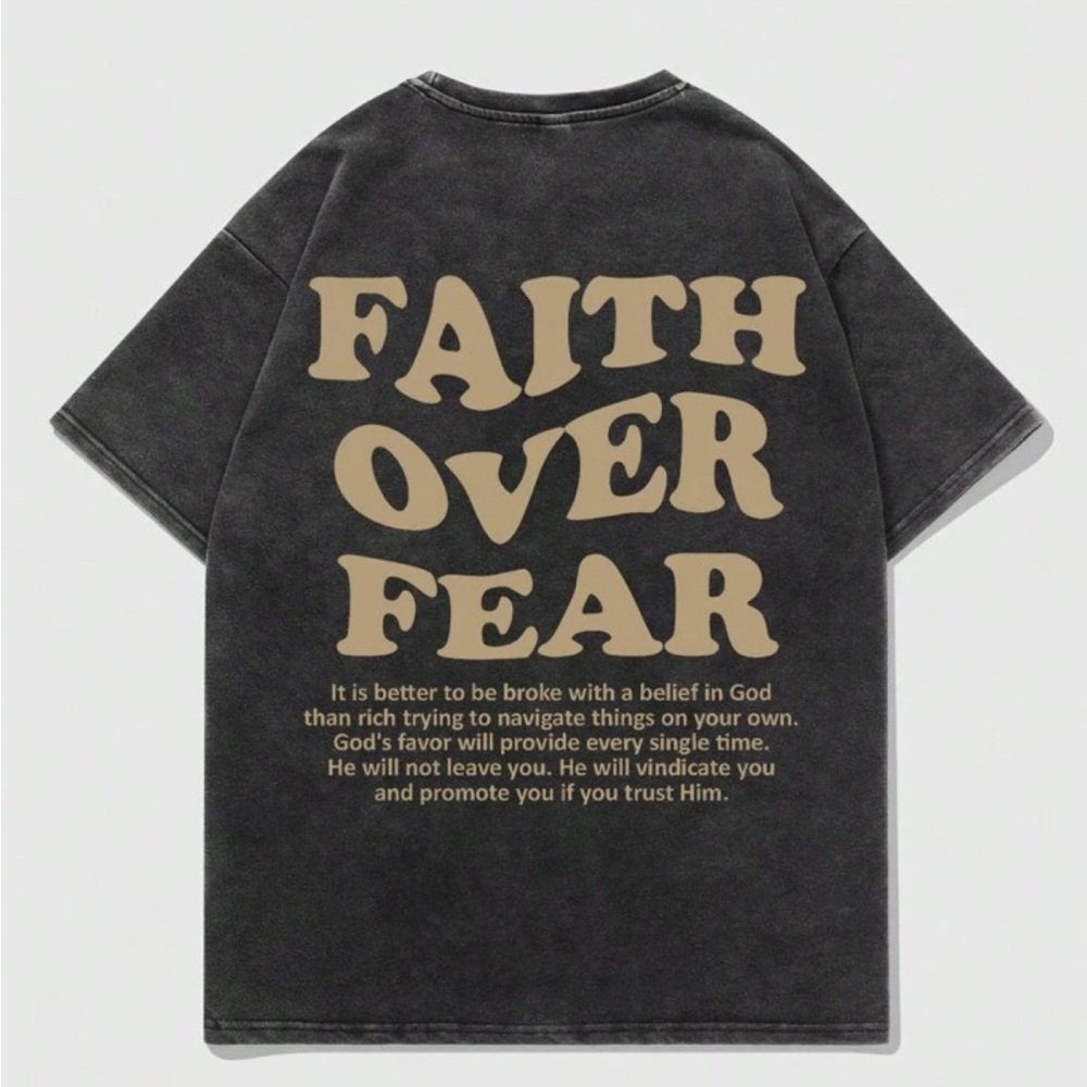 Kids Faith Over Fear Graphic T-Shirt - Black